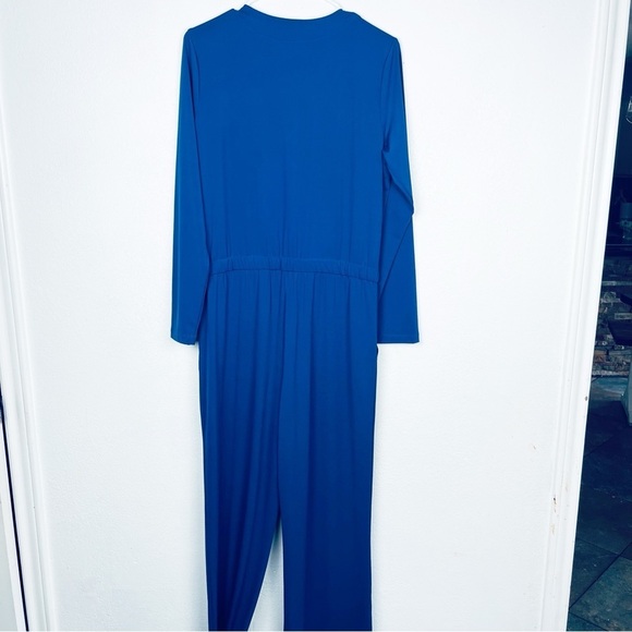 H by Halston size s blue stretchy jumpsuit - Picture 4 of 9